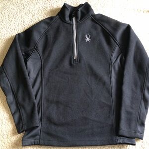 Spyder Outbound Men's Black Mid Weight 1/4 Zip Pullover Sweater/Jacket Athletic